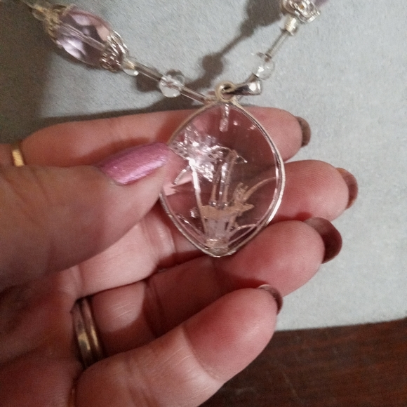 Very Vintage Sterling Silver Glass Beaded Necklace - Picture 6 of 7